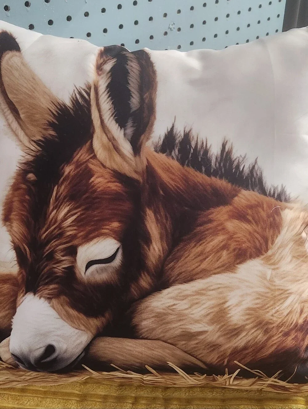 Decorative Donkey Print Throw Pillow - Brown & Cream